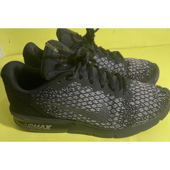 Size 8 - Nike Air Max Sequent 2 Metallic Hematite Woman Clean Black Silver - Picture 2 of 7